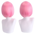 Roze korte bob cosplay pruik voor dames, 30 cm dikke synthetische kapsel op modellen - Lichtroze