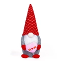 Plush Mother's Day gnome with red knit hat holding a pink heart with M ❤️ M lettering - Heart
