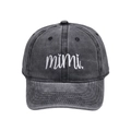 Berretto da baseball in cotone lavato grigio scuro con ricamo mimi bianco sul fronte - Ricamo Lettera mimi / Nero e Grigio