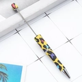 Creative plastic beaded pen with vibrant yellow barrel and colorful leopard print pattern - Yellow Colorful Leopard (55)