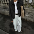 Women's casual long sleeve jacket in black suede texture with button detailing - S / Black