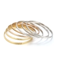 Minimalist multi-layered stainless steel bangle set in gold, silver, and rose gold finish - 68x4.5mm Tri-color Grained Non-slip Style (KB66638-LO)