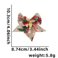Linen Christmas bow with Merry Christmas print, red-green plaid, and golden bell - One Size / Type P/Linen Red Green Plaid Bell