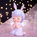 Purple resin angel bunny girl money bank figurine in prayer pose, size 13x9.5x17cm - 1121-2 Medium Purple Piggy Bank