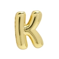 Glossy 18k gold puffy bubble letter K charm with a metallic reflective finish - Gold Letter-K