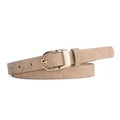Ceinture femme en daim kaki avec boucle en D dorée et coutures pour robes et jeans - Kaki