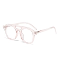 Retro transparent pink aviator sunglasses with classic double bridge frame for women - Transparent Pink Frame Anti-Blue Light Glasses