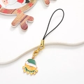 Mini Christmas Santa pendant keychain with green and orange enamel on gold lobster clasp - Elf / Gold