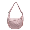 Borsa a tracolla rosa in velluto a coste con tracolla regolabile e nodo decorativo - Rosa