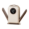 Portable folding shoe dryer in beige with digital timer display and leather handle - Rocket High Speed