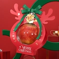 Scatola regalo mela di Natale renna rossa con finestra trasparente e fiocco verde - Con Nastro e Etichetta / Rosso