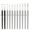 Set of 11 professional detail paint brushes with triangular grips and size chart - Black / #000 (round Rod)
