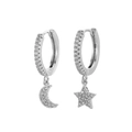 Argent Simple Étoile Lune