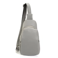 Marsupio grigio in ecopelle con tracolla regolabile e cerniere in argento per sport e tempo libero - Grigio