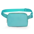 Waterproof nylon crossbody sports waist bag in mint blue with adjustable strap - Light Blue