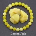 Polished 8mm lemon jade beaded bracelet with natural raw stones on dark background - Lemon Yellow