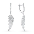 Elegante S925 Sterling Silber Engelsflügel Ohrhänger mit funkelnden Zirkonia Steinen - 925er Silber / Silber