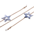 Golden metal eyewear chain with stylish marble texture acrylic star pendants and non-slip loops - Gold