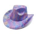 Chapeau de cowboy holographique à motif serpent avec dégradé violet et bleu éclatant - M (56-58cm) / Violet
