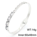Bracciale in acciaio inossidabile argento con zirconi cubici chiari quadrati e tondi - Argento (KB183416-HM)