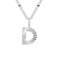 Premium zilveren getextureerde letter D-hanger ketting op roestvrijstalen kraalketting - Letter D (D-Staalkleur)