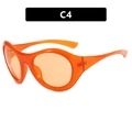 Futuristic Y2K sunglasses in bright transparent orange frame with matching lenses - Orange Frame / Orange Lens