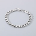 Bracciale da uomo a catena cubana in acciaio inossidabile argento con chiusura a moschettone - Catena Figaro 7.5mm 1:1 / 20cm / Argento