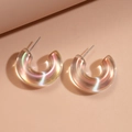Detailansicht geometrischer C-Form Acryl-Ohrringe mit irisierendem Polarlicht-Effekt - 925 Sterling Silber Ohrringstecker - Irideszierend - C-Form Rund