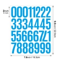 Blue 2-inch waterproof vinyl number stickers with bold 0-9 digits for identification - Blue