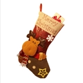 Christmas stocking featuring a 3D plush reindeer with Merry Christmas embroidery - Extra Large Big Head Reindeer Sock