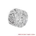Detailed macro view of a 9mm x 6mm silver honeycomb spacer bead with star engravings - Style F: Star Hollow (VZ433B1) / 6*9mm / White Gold
