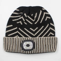 Knitted beanie with LED light and Bluetooth in black and beige patterned weave - 6-LED Style / Striped Yellow