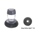 Brosse vaisselle avec distributeur de savon et 10 boules en acier de rechange - Brosse Métallique + 10 Balles Métalliques