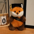 Plüsch-Abschlussfuchs mit schwarzem Doktorhut und einer Schärpe mit Congratulations-Schriftzug - Fuchs mit Schärpe / 20cm