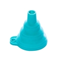 Imbuto pieghevole in silicone blu ciano per cucina su sfondo bianco puro - Piccolo Blu - Sacchetto OPP