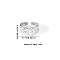 Silver-toned titanium steel ring with quilted pattern and adjustable opening band - TYR0413 / Silver Quilted Stitching
