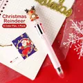 Pink Christmas reindeer 6-in-1 retractable multi-color ballpoint pen for students - 6 Colors Reindeer