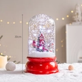 30cm Christmas snow globe with Santa and LED lights on a festive red base - Cylindrical Dome Seesaw (Height 30cm)