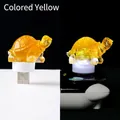 Yellow turtle night light made of natural crystal gravel and resin with USB plug - Enhanced Yellow Quartz