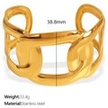 Polished 18K gold-plated stainless steel chunky link bracelet in a modern open design - Industrial Large Chain Style (SZ133 Gold)