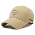 Casquette de baseball en coton sergé kaki avec broderie 3D bouclier géométrique - Réglable / Beige Foncé