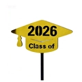 Golden 2026 graduation cap acrylic cake topper for party decorations and celebrations - Black Base Gold Face Mortarboard