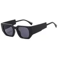 Classic black square sunglasses with thick vintage frames and dark gray lenses - Glossy Black Frame Grey Lens