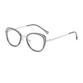 Montatura occhiali cat eye con cerchi grigi traslucidi e sottili aste in metallo argento - Montatura Grigio Argento Anti Luce Blu C4