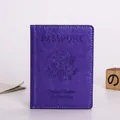 Purple faux leather US passport cover with lychee texture and debossed crest - Bright Purple