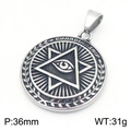 Silver stainless steel hip hop necklace with 36mm Eye of Providence pendant - Style D Eye Of Providence Silver Pendant (KP130938-MZOZ)