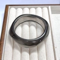 Translucent smoke grey resin bangle with thick curved design in a minimalist modern style - Geometric Rhombus / Inner Diameter 65mm / Transparent Grey