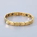 Pulsera magnética de acero de tungsteno dorado para hombre con piedras de germanio - 8mm-19cm-Dorado (KB186836-TS)