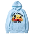 Light blue Gulf of Mexico beach graphic hoodie featuring long sleeves and kangaroo pocket - Light Blue Zircon