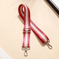 Adjustable wide crossbody bag strap with red, white, and gold stripes and silver metal hooks - Bright Red and Gold (Silver Buckle)